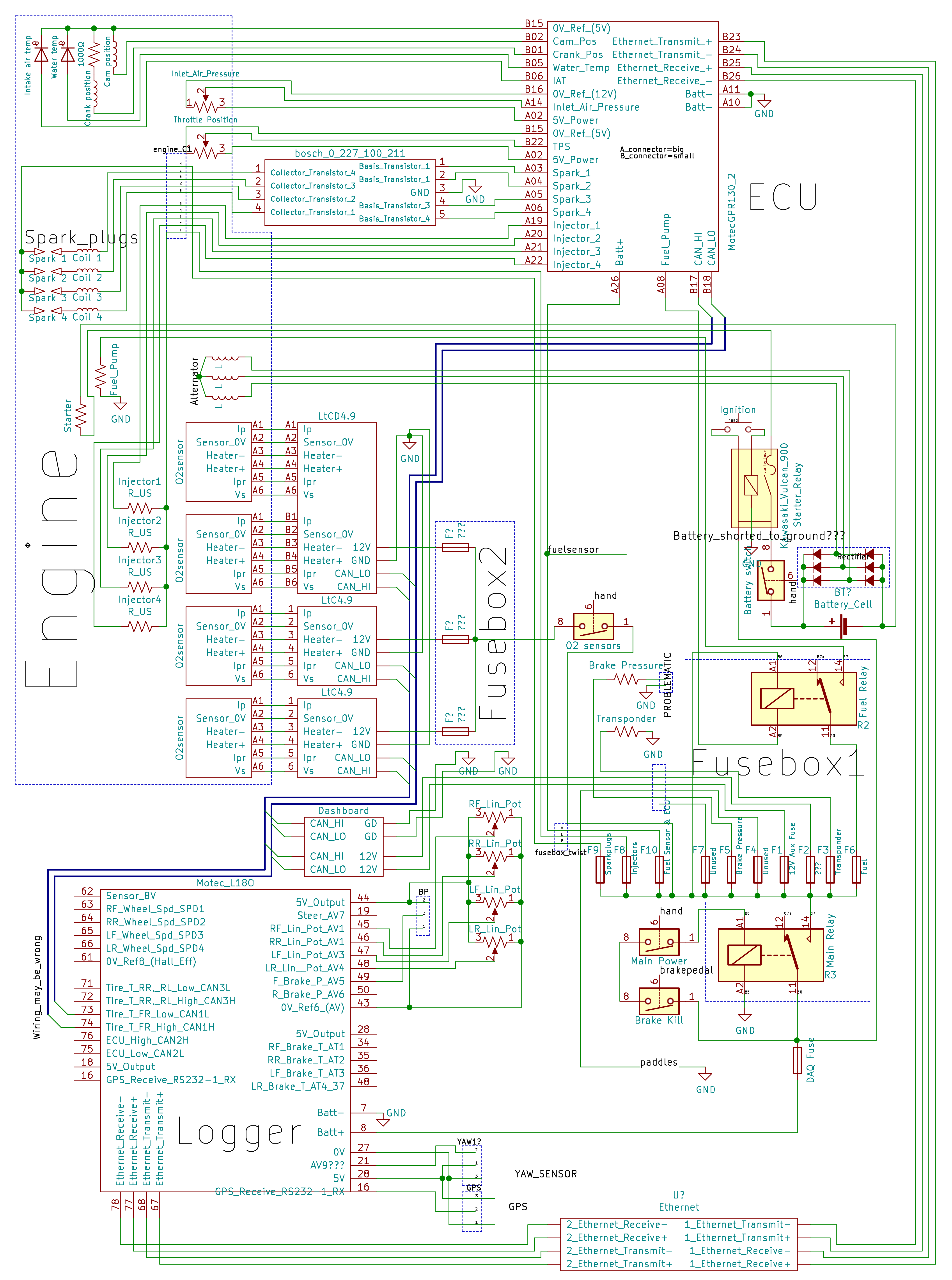 The wiring schematic for the Columbia University Formula Racing Internal Combustion Engine racecar
